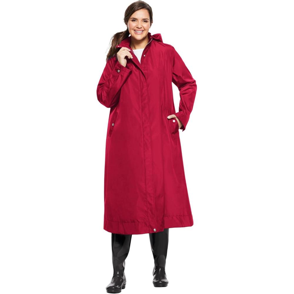 image:imageWoman Within Plus Size Long ALine RaincoatClassic Red