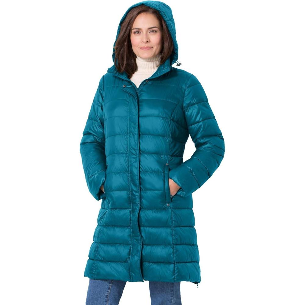 image:imageWoman Within Plus Size Long Packable Puffer JacketDeep Teal
