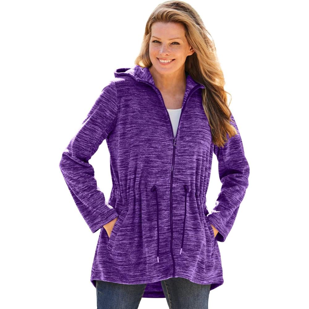 image:imageWoman Within Plus Size Microfleece Anorak Jacket Oversized Fleece ZipUp JacketRadiant Purple Marled
