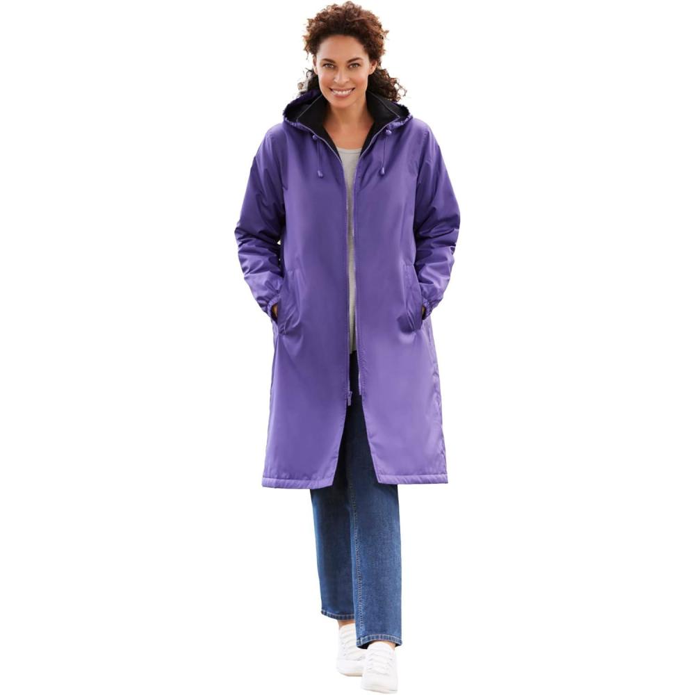 image:imageWoman Within Plus Size MidLength RaincoatPlum
