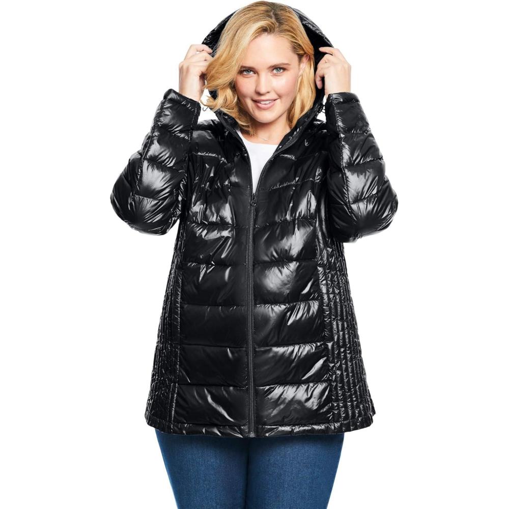 image:imageWoman Within Plus Size Packable Puffer JacketBlack