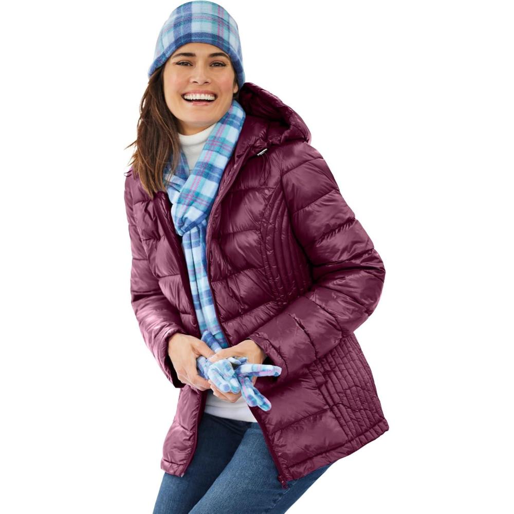 image:imageWoman Within Plus Size Packable Puffer JacketDeep Claret