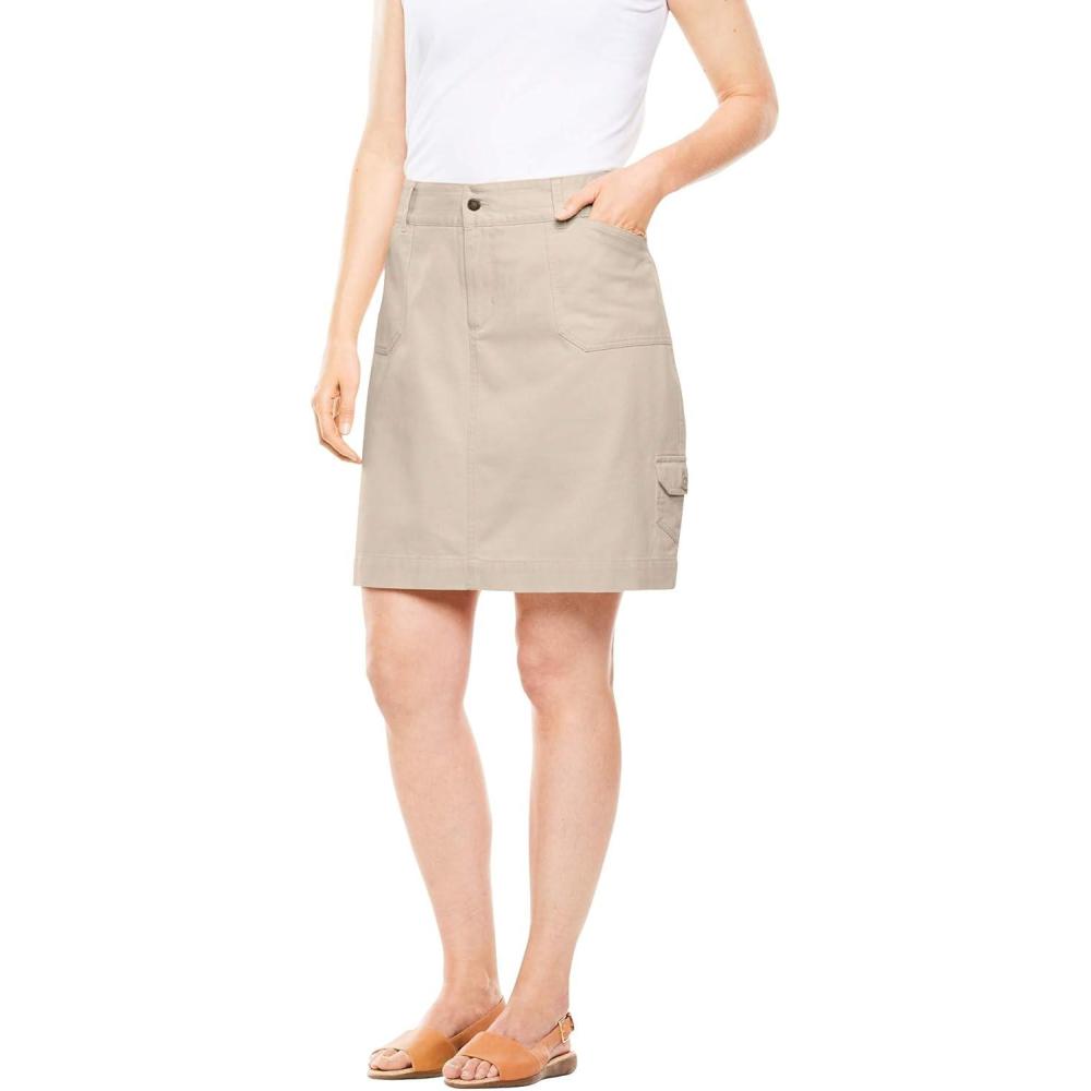 image:imageWoman Within Plus Size Perfect Denim SkortNatural Khaki
