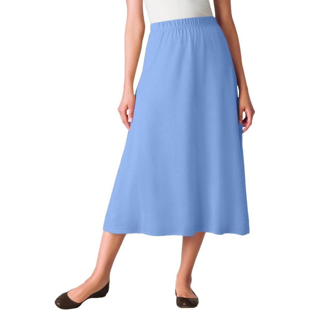 image:imageWoman Within Plus Size Petite 7Day Knit ALine SkirtFrench Blue
