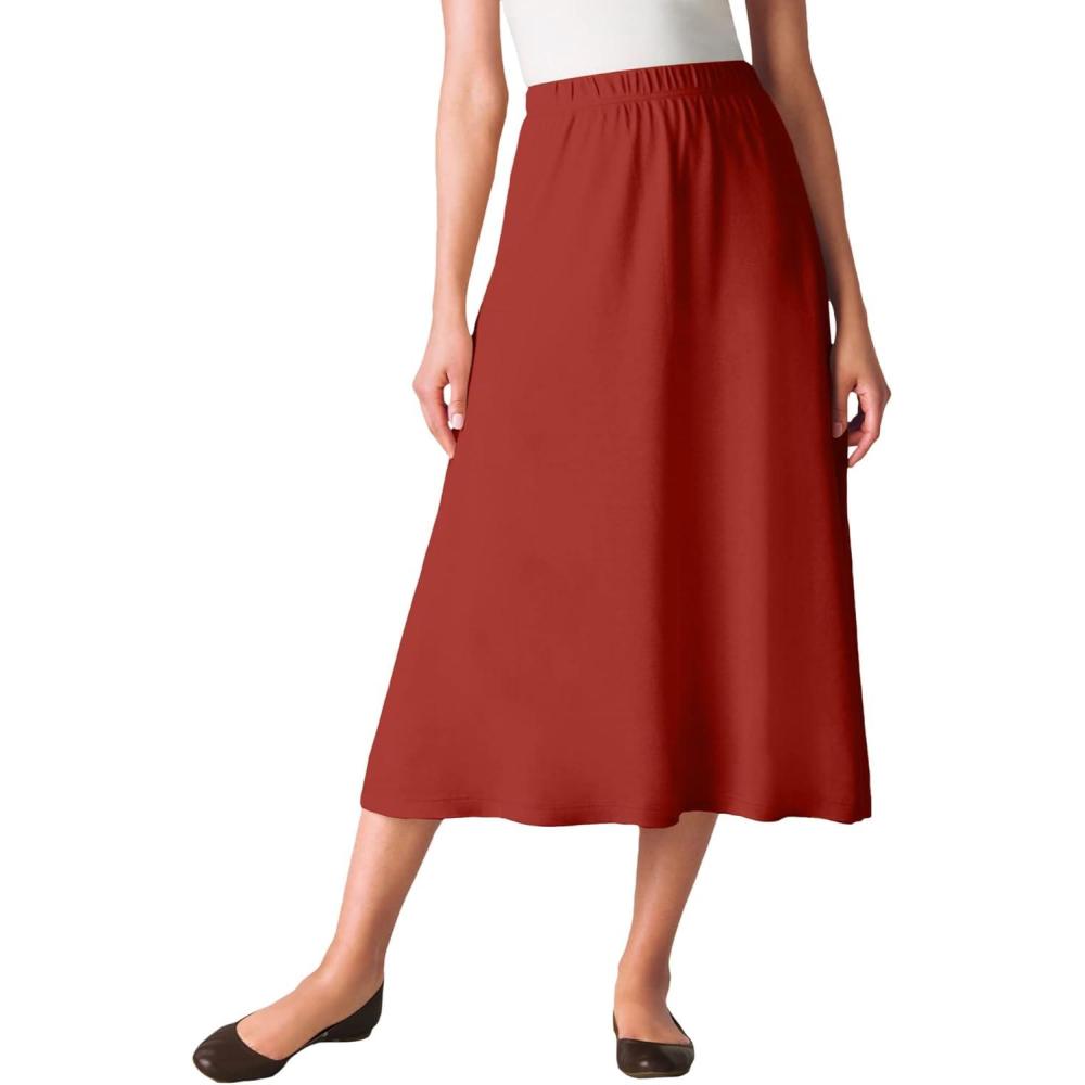image:imageWoman Within Plus Size Petite 7Day Knit ALine SkirtRed Ochre
