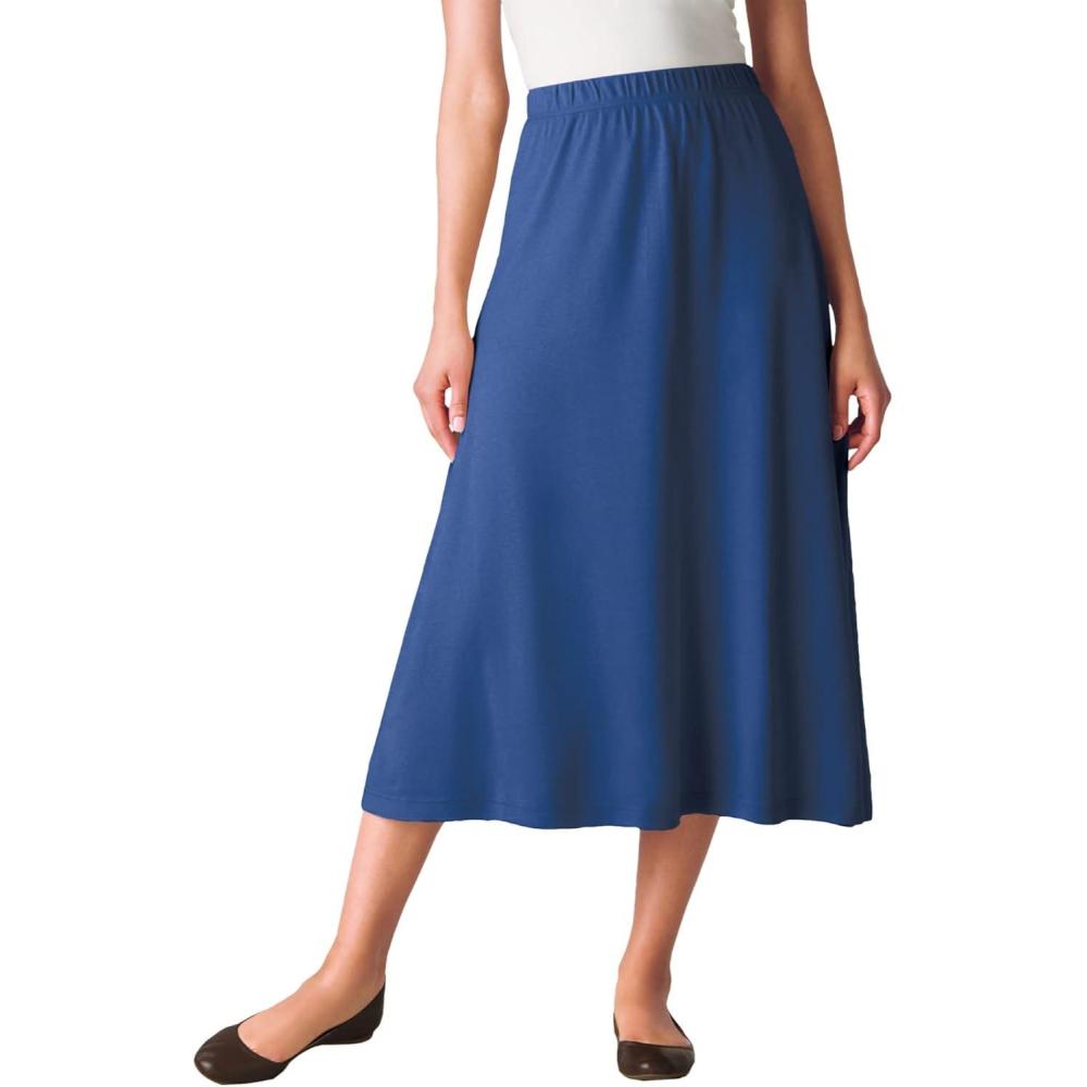 image:imageWoman Within Plus Size Petite 7Day Knit ALine SkirtRoyal Navy