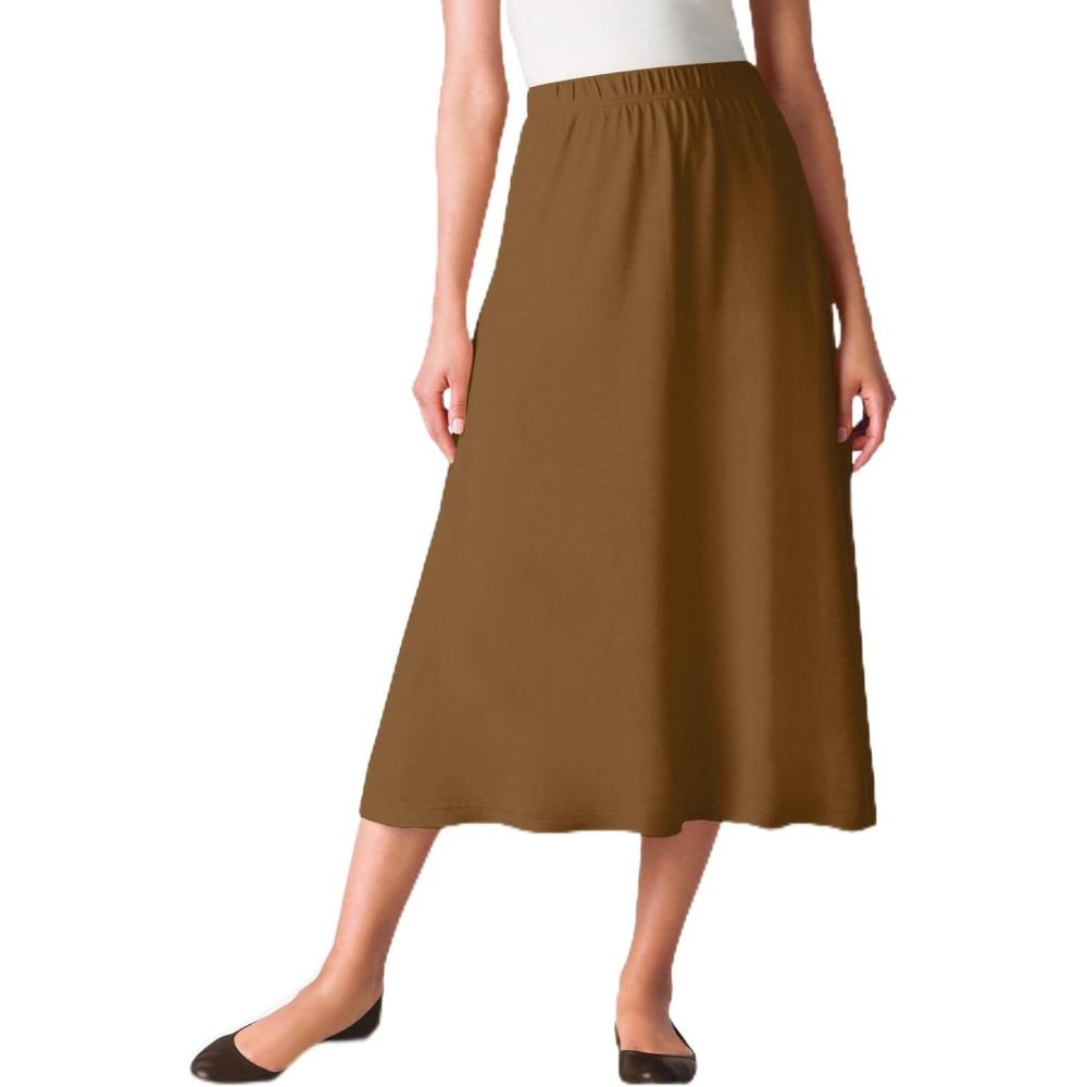 image:imageWoman Within Plus Size Petite 7Day Knit ALine SkirtToffee