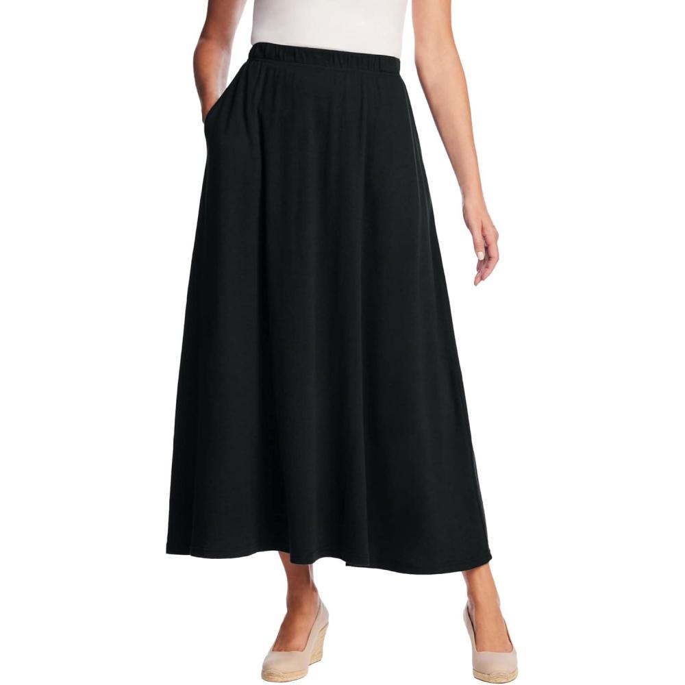 image:imageWoman Within Plus Size Petite 7Day Maxi SkirtBlack