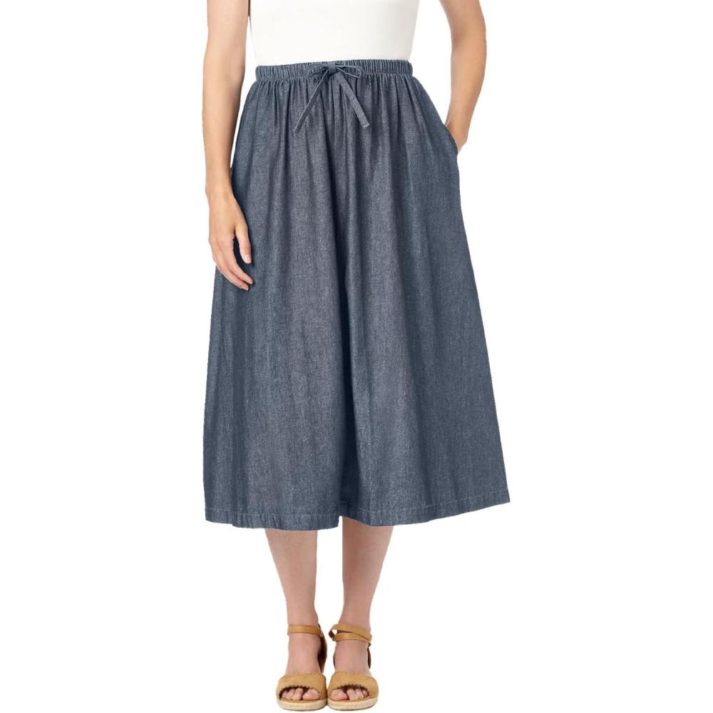 image:imageWoman Within Plus Size Petite Drawstring Denim SkirtStonewash