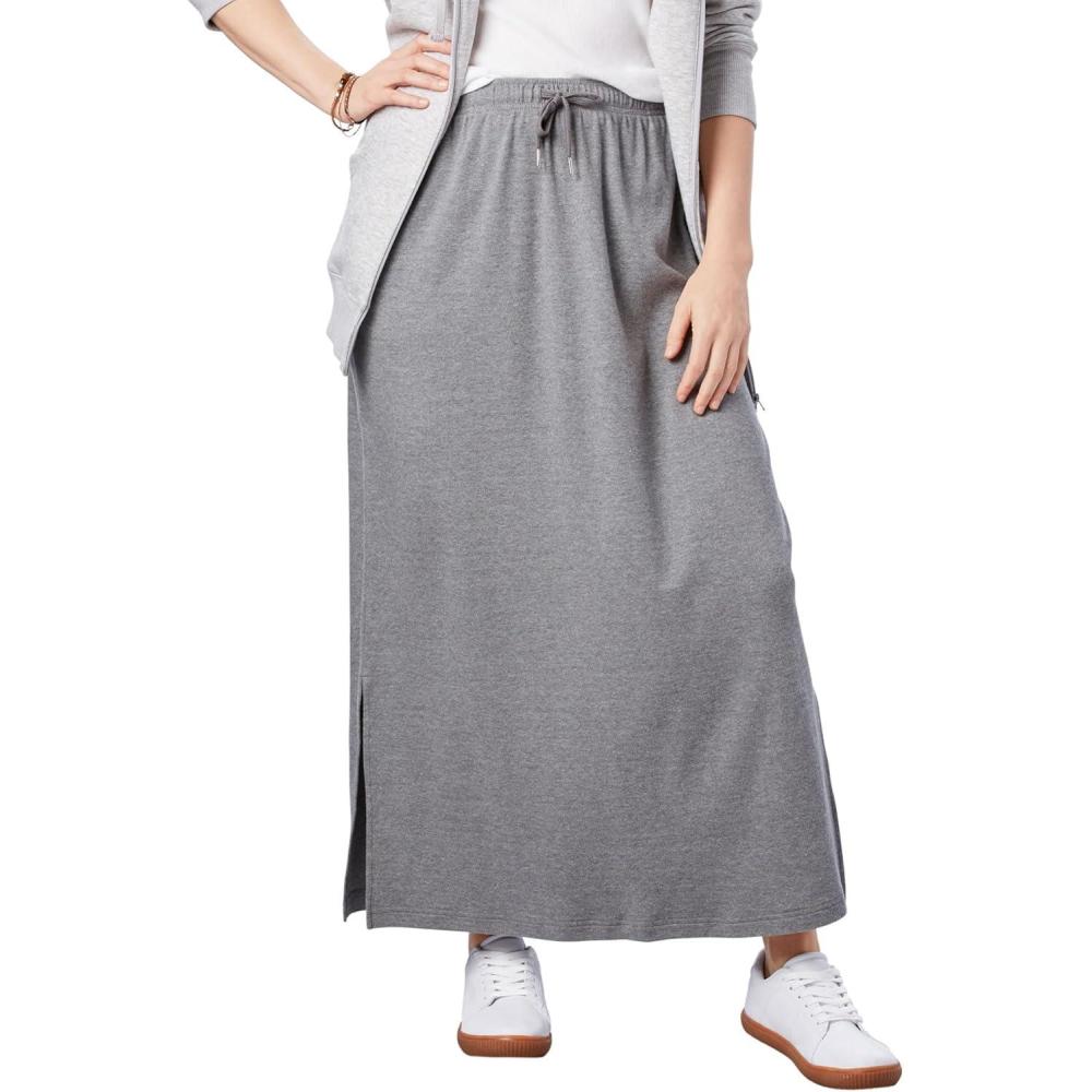 image:imageWoman Within Plus Size Petite Sport Knit SideSlit SkirtMedium Heather Grey
