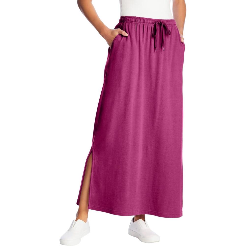 image:imageWoman Within Plus Size Petite Sport Knit SideSlit SkirtRaspberry