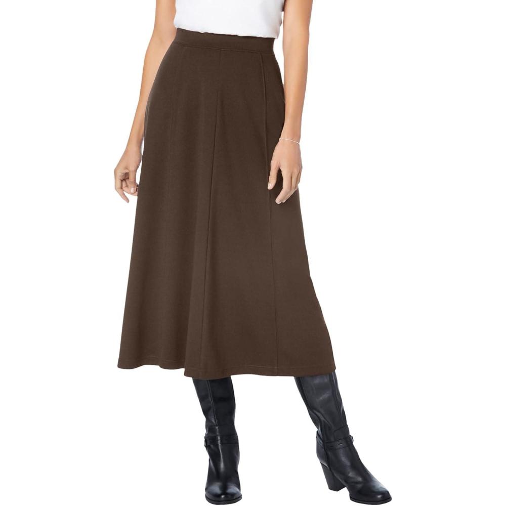 image:imageWoman Within Plus Size Ponte Knit ALine SkirtChocolate