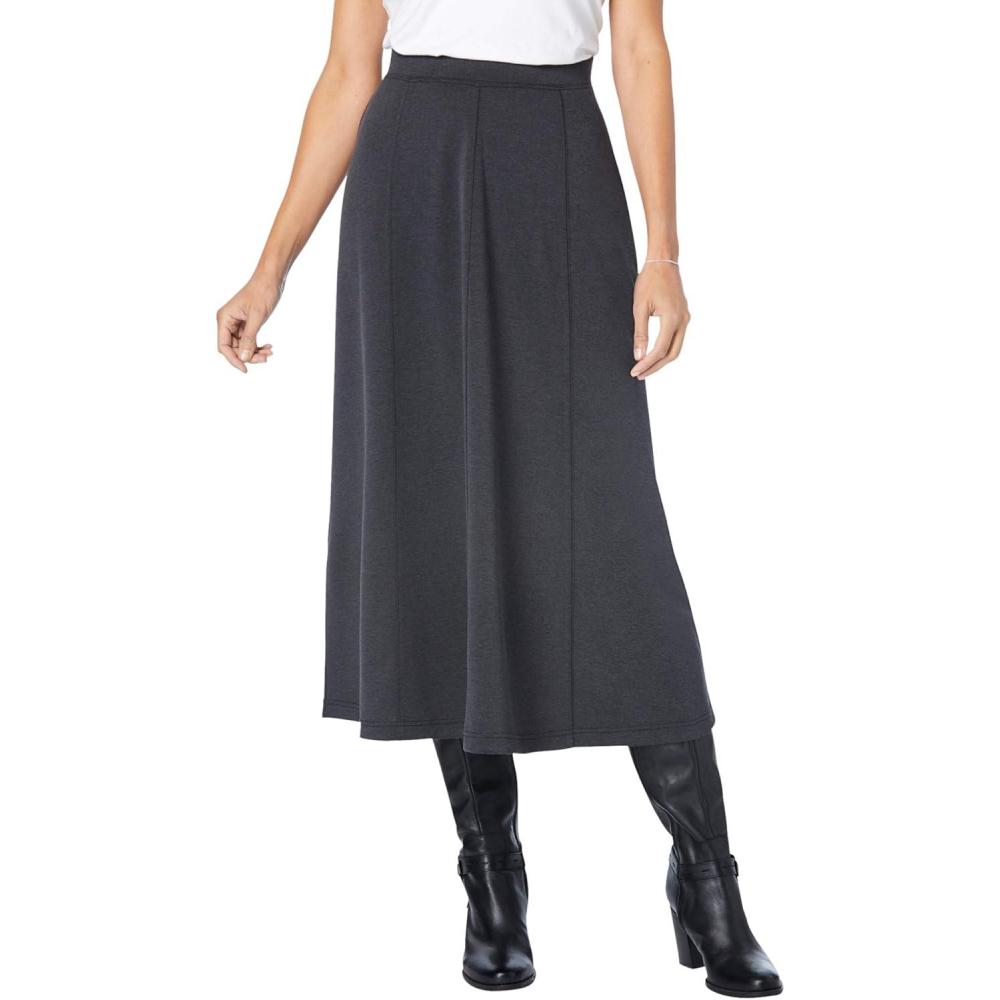 image:imageWoman Within Plus Size Ponte Knit ALine SkirtHeather Charcoal