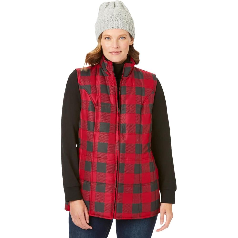 image:imageWoman Within Plus Size Quilted VestClassic Red Buffalo Plaid