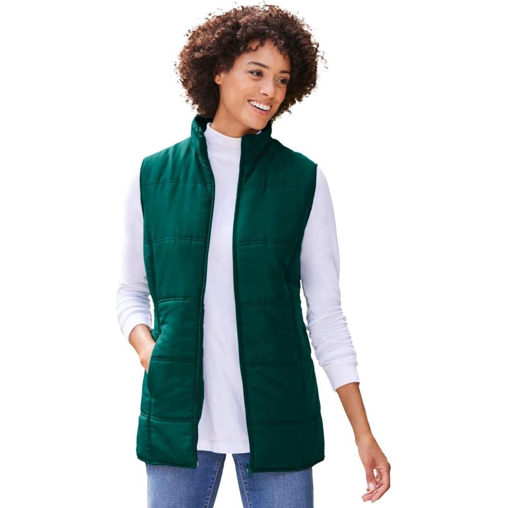 image:imageWoman Within Plus Size Quilted VestEmerald Green