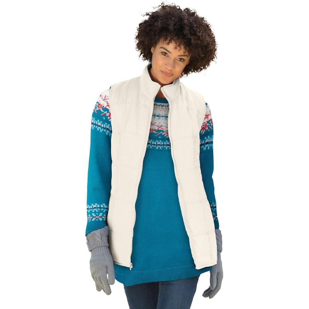 image:imageWoman Within Plus Size Quilted VestIvory