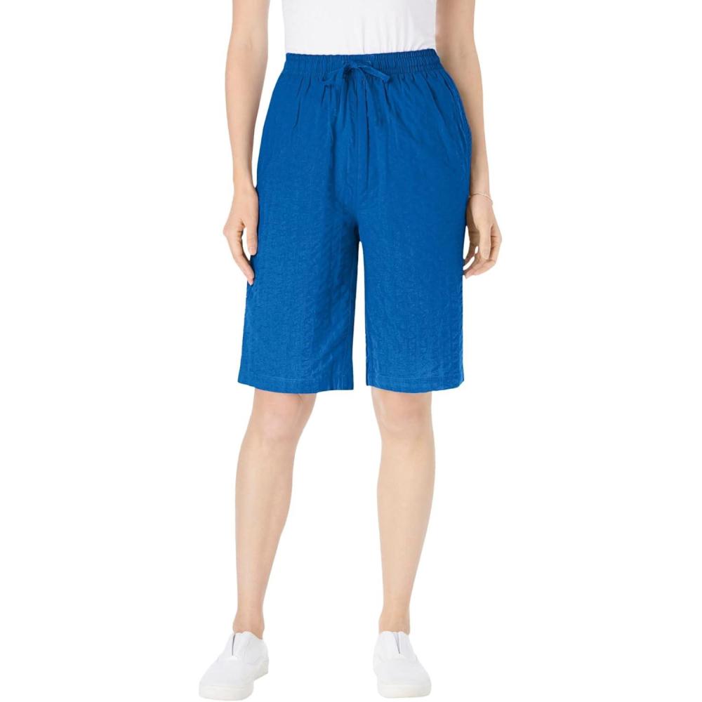 image:imageWoman Within Plus Size Seersucker ShortBright Cobalt