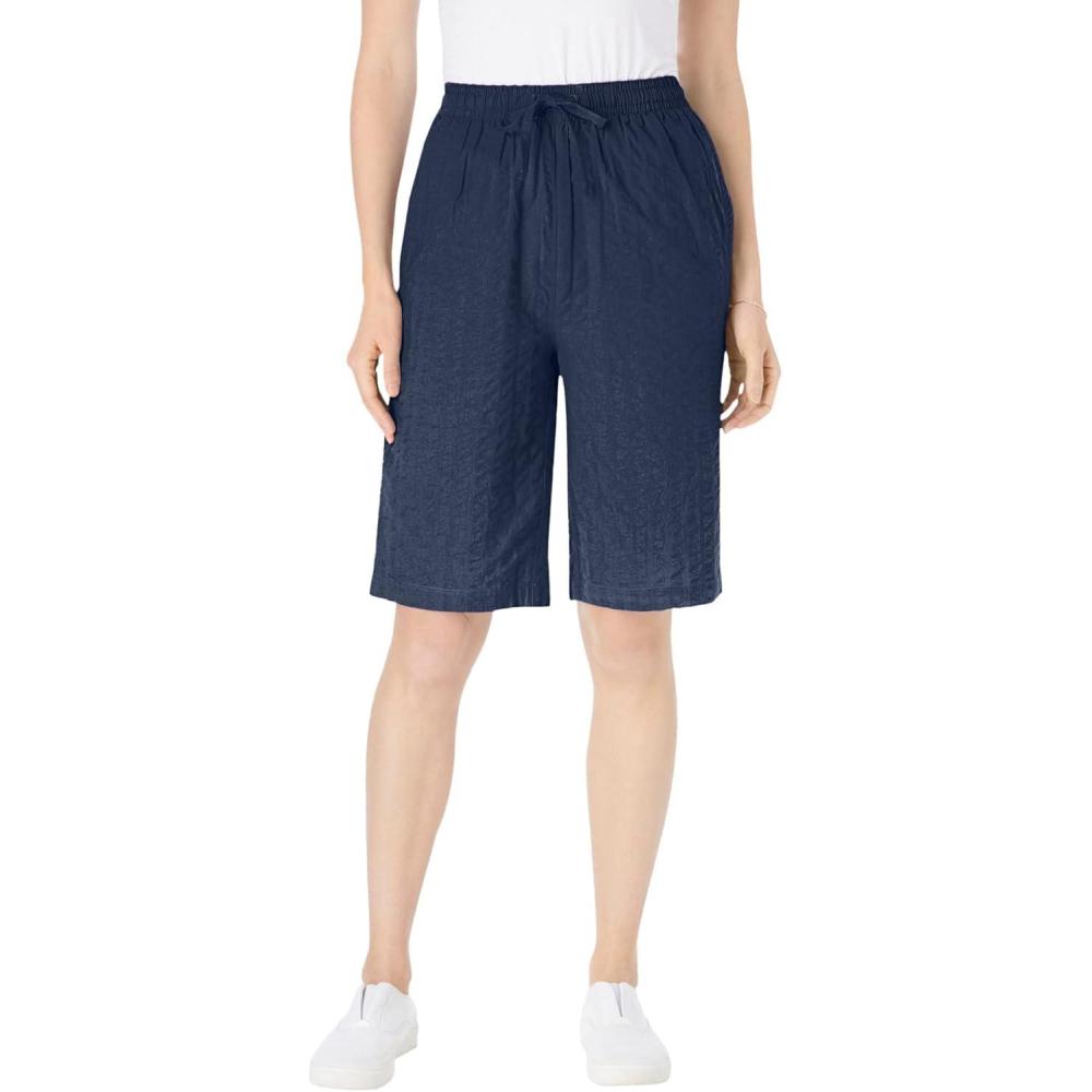 image:imageWoman Within Plus Size Seersucker ShortNavy