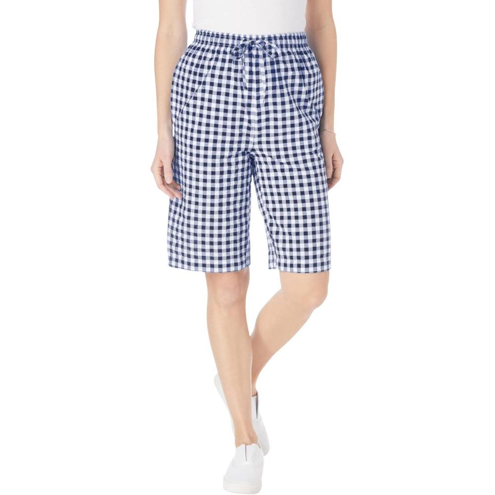 image:imageWoman Within Plus Size Seersucker ShortNavy Gingham