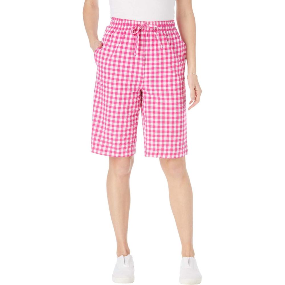 image:imageWoman Within Plus Size Seersucker ShortRaspberry Sorbet Gingham