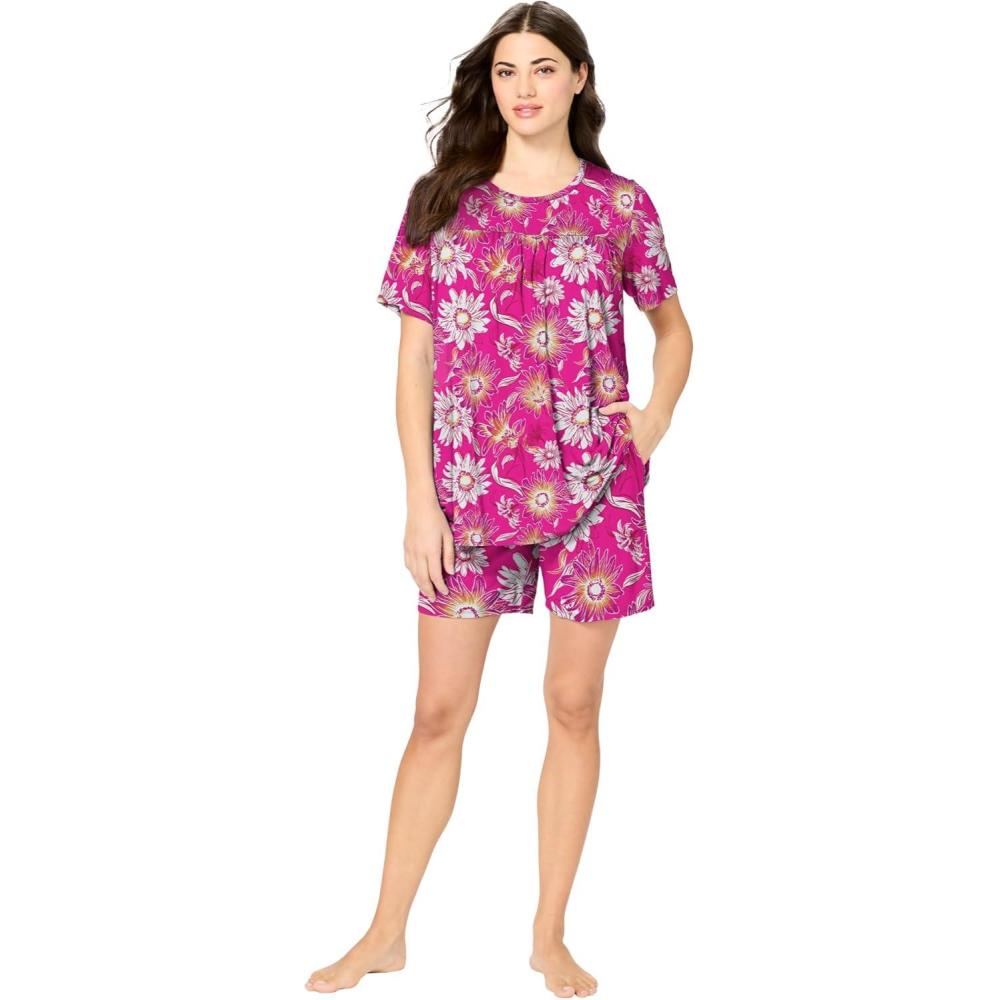 image:imageWoman Within Plus Size Serenada Shorty PajamasPassion Pink Flower