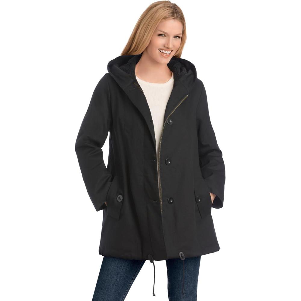 image:imageWoman Within Plus Size SherpaLined Hooded ParkaBlack