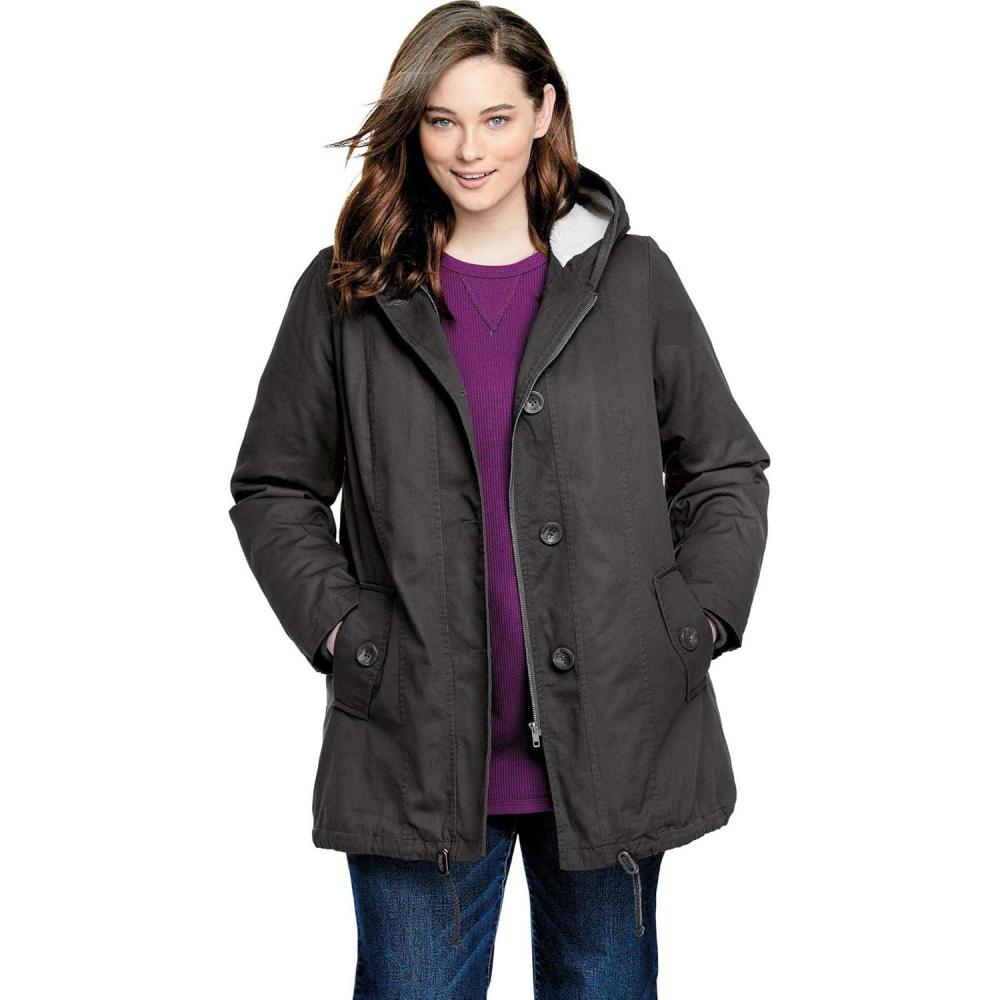image:imageWoman Within Plus Size SherpaLined Hooded ParkaDark Charcoal