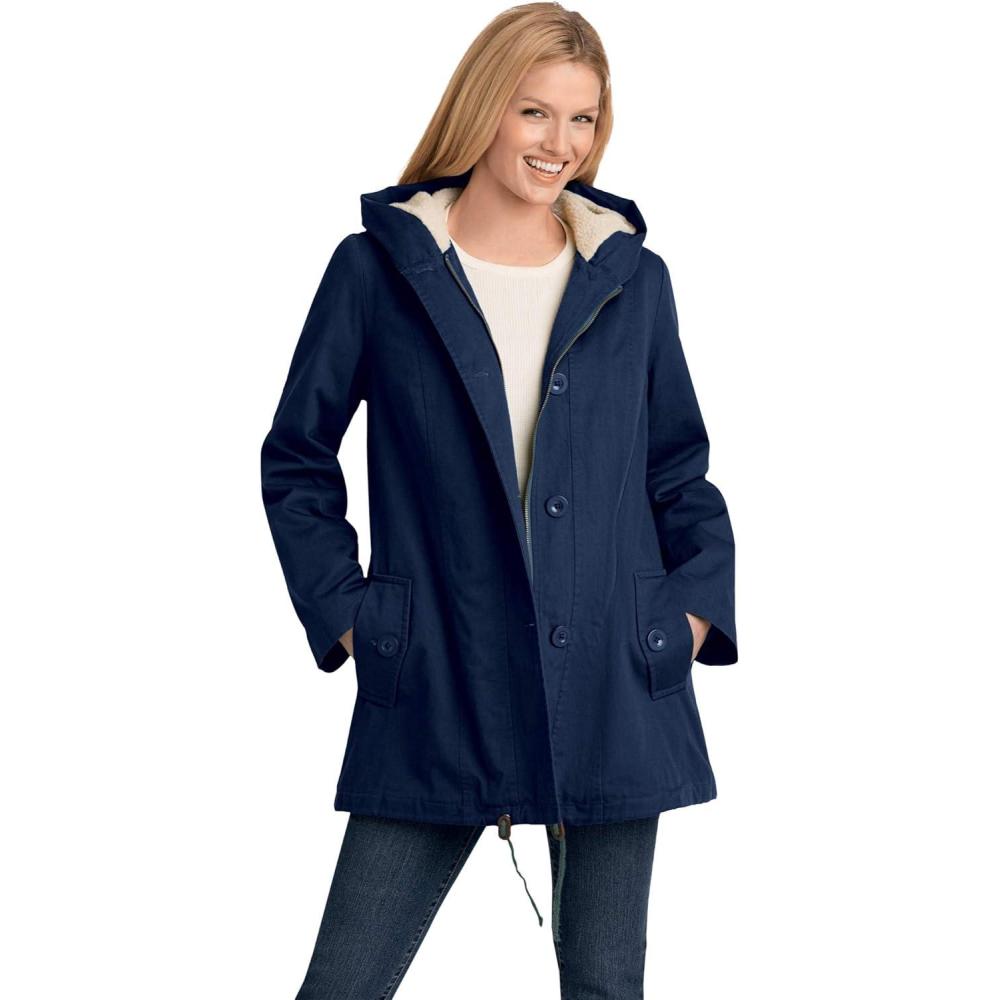 image:imageWoman Within Plus Size SherpaLined Hooded ParkaNavy