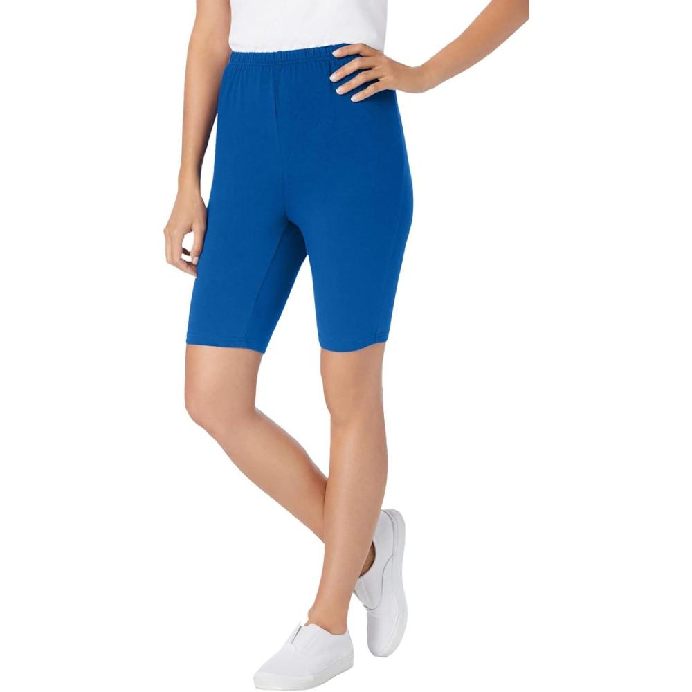 image:imageWoman Within Plus Size Stretch Cotton Bike ShortBright Cobalt