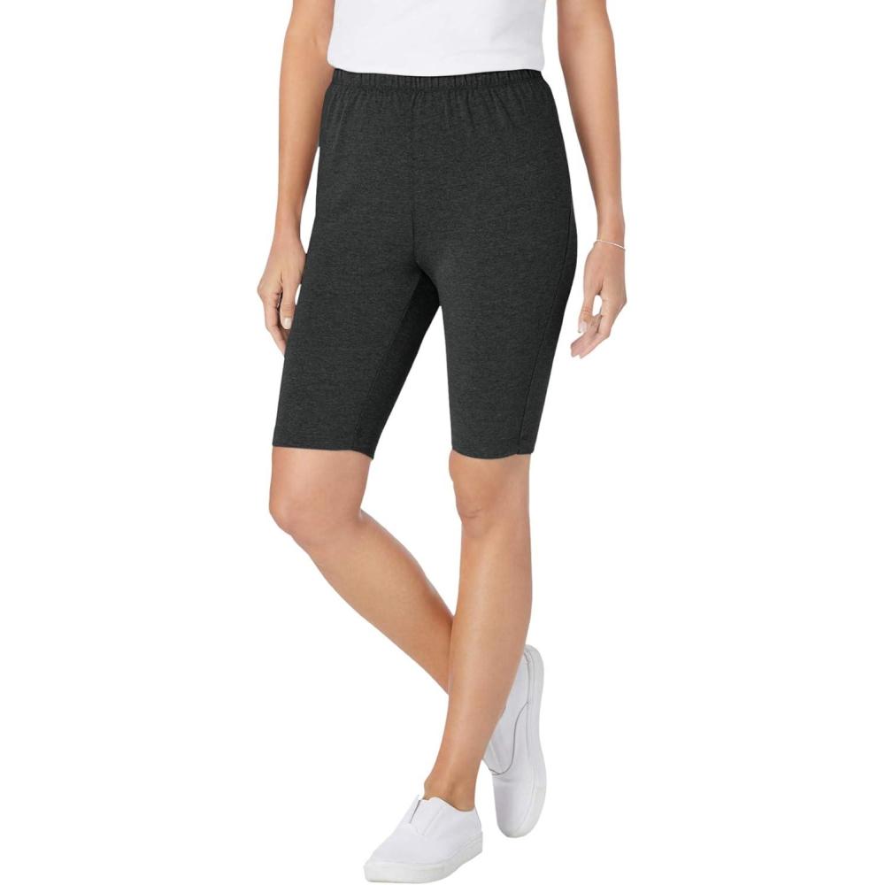 image:imageWoman Within Plus Size Stretch Cotton Bike ShortHeather Charcoal