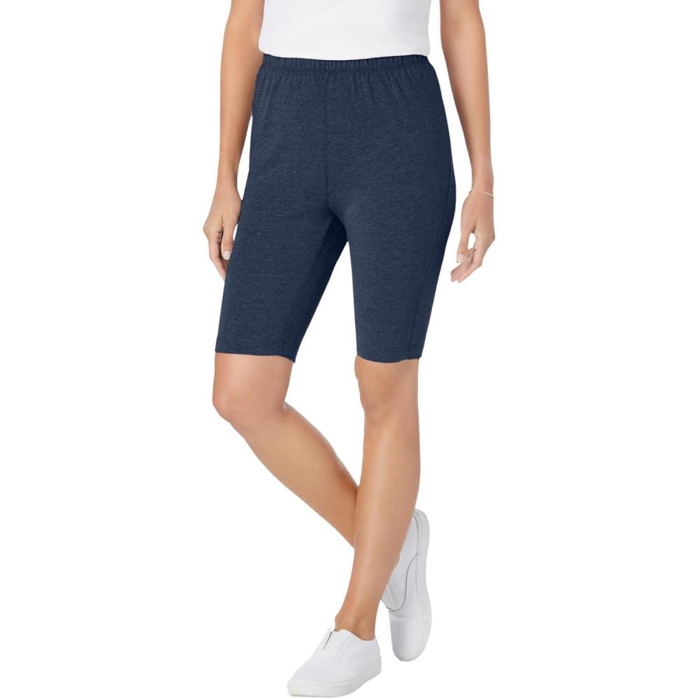 image:imageWoman Within Plus Size Stretch Cotton Bike ShortHeather Navy