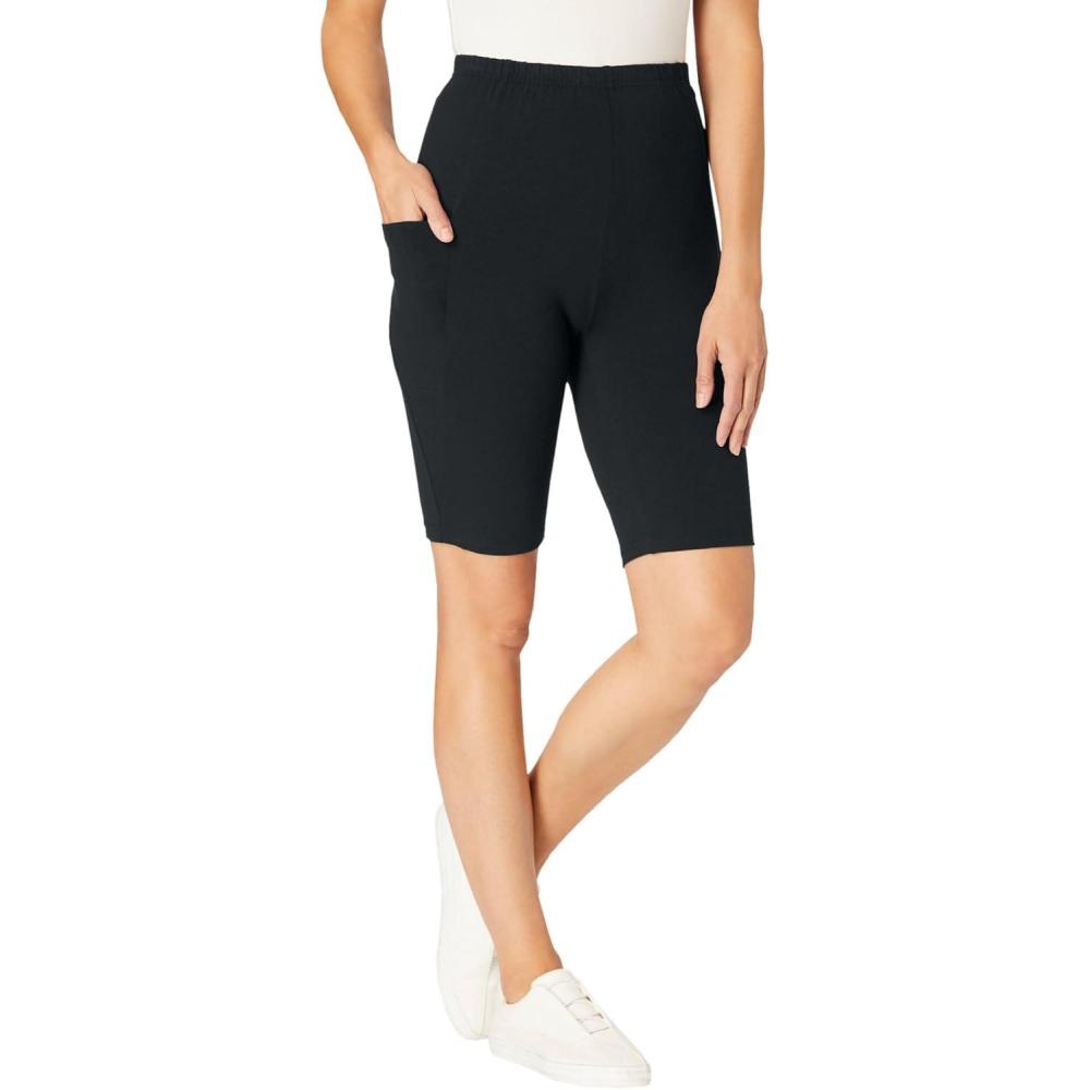 image:imageWoman Within Plus Size Stretch Cotton Pocket Bike ShortBlack