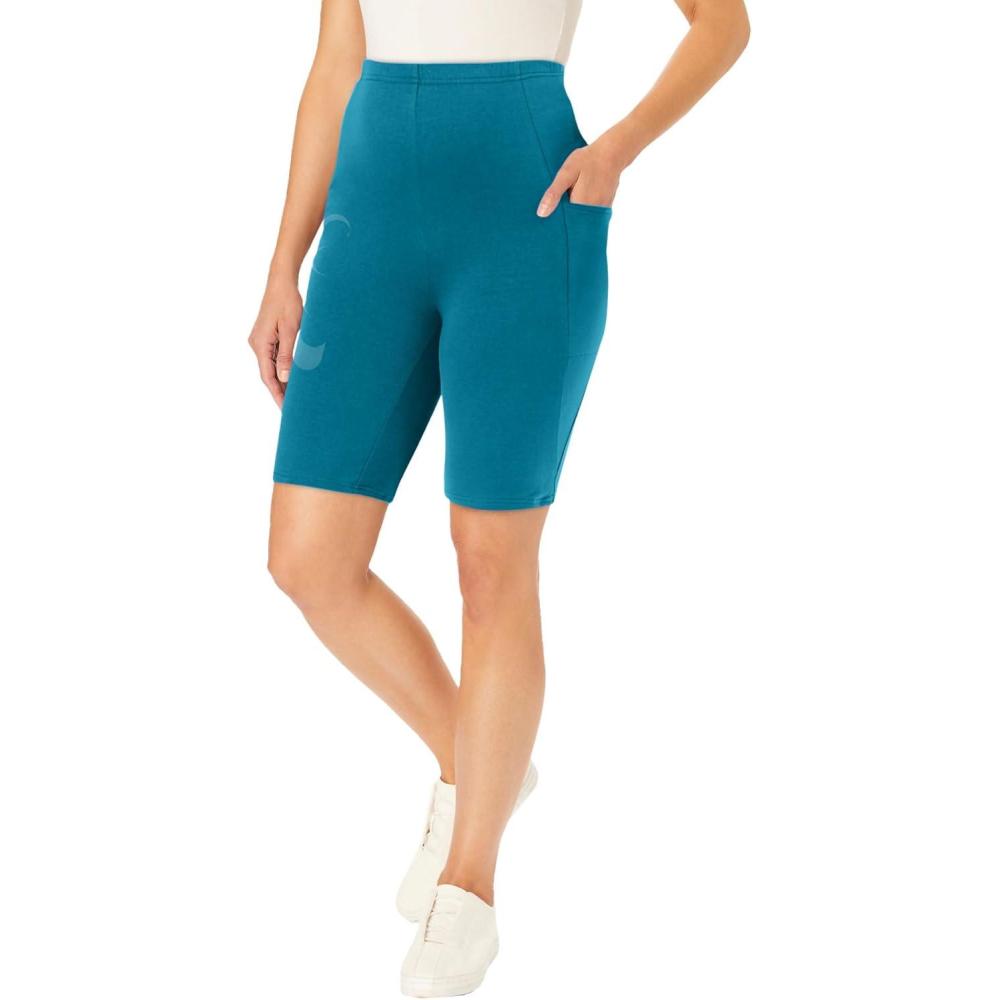 image:imageWoman Within Plus Size Stretch Cotton Pocket Bike ShortDeep Teal
