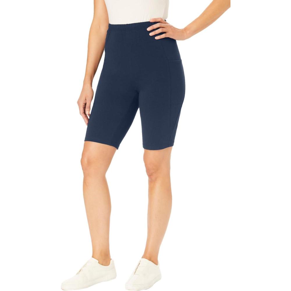 image:imageWoman Within Plus Size Stretch Cotton Pocket Bike ShortNavy