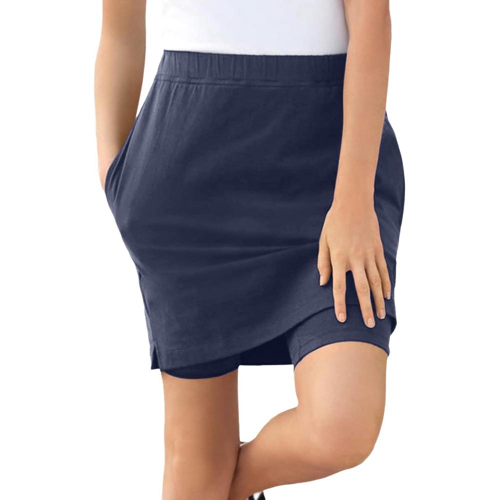 image:imageWoman Within Plus Size Stretch Cotton SkortNavy