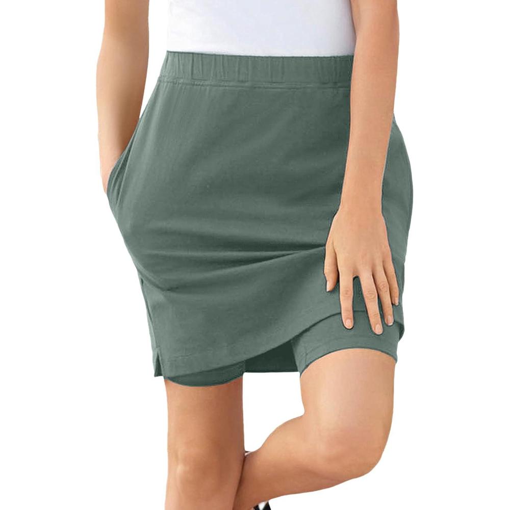 image:imageWoman Within Plus Size Stretch Cotton SkortPine