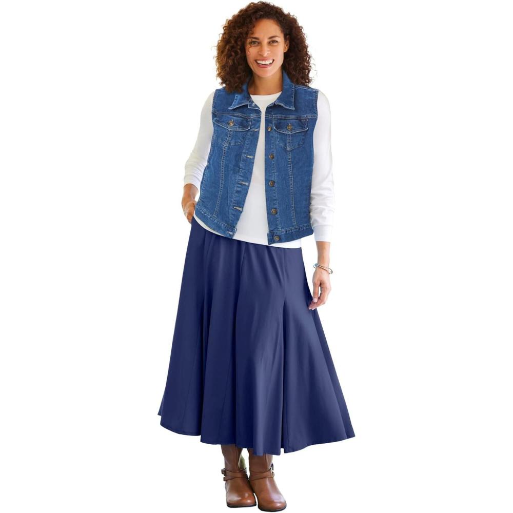 image:imageWoman Within Plus Size Stretch Denim Vest Jean VestMedium Stonewash
