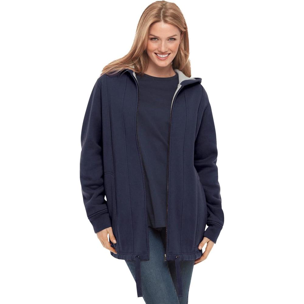image:imageWoman Within Plus Size Thermal Waffle Lined Fleece Hoodie OversizedNavy