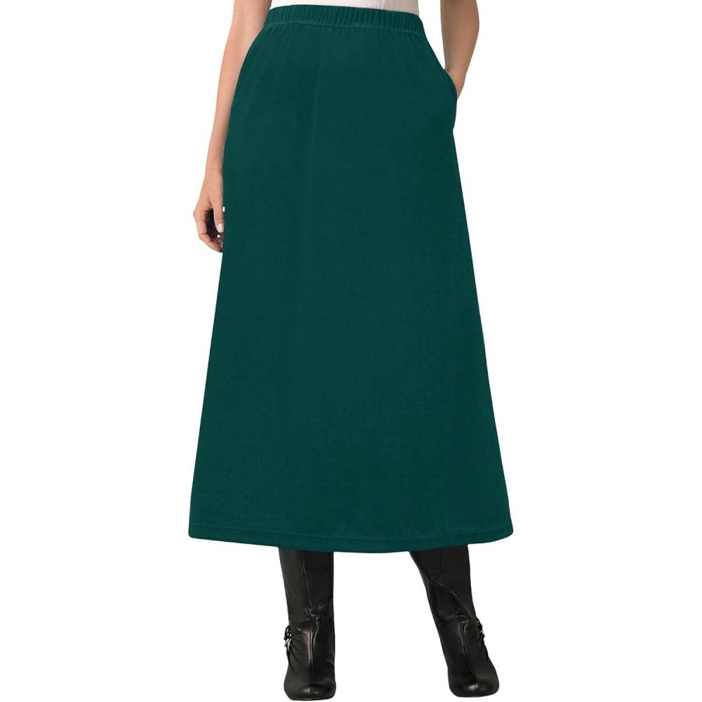 image:imageWoman Within Plus Size Velour ALine SkirtEmerald Green