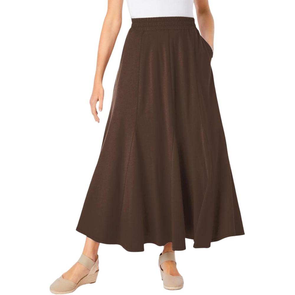 image:imageWoman Within Plus Size Wide Elastic Waist SkirtChocolate