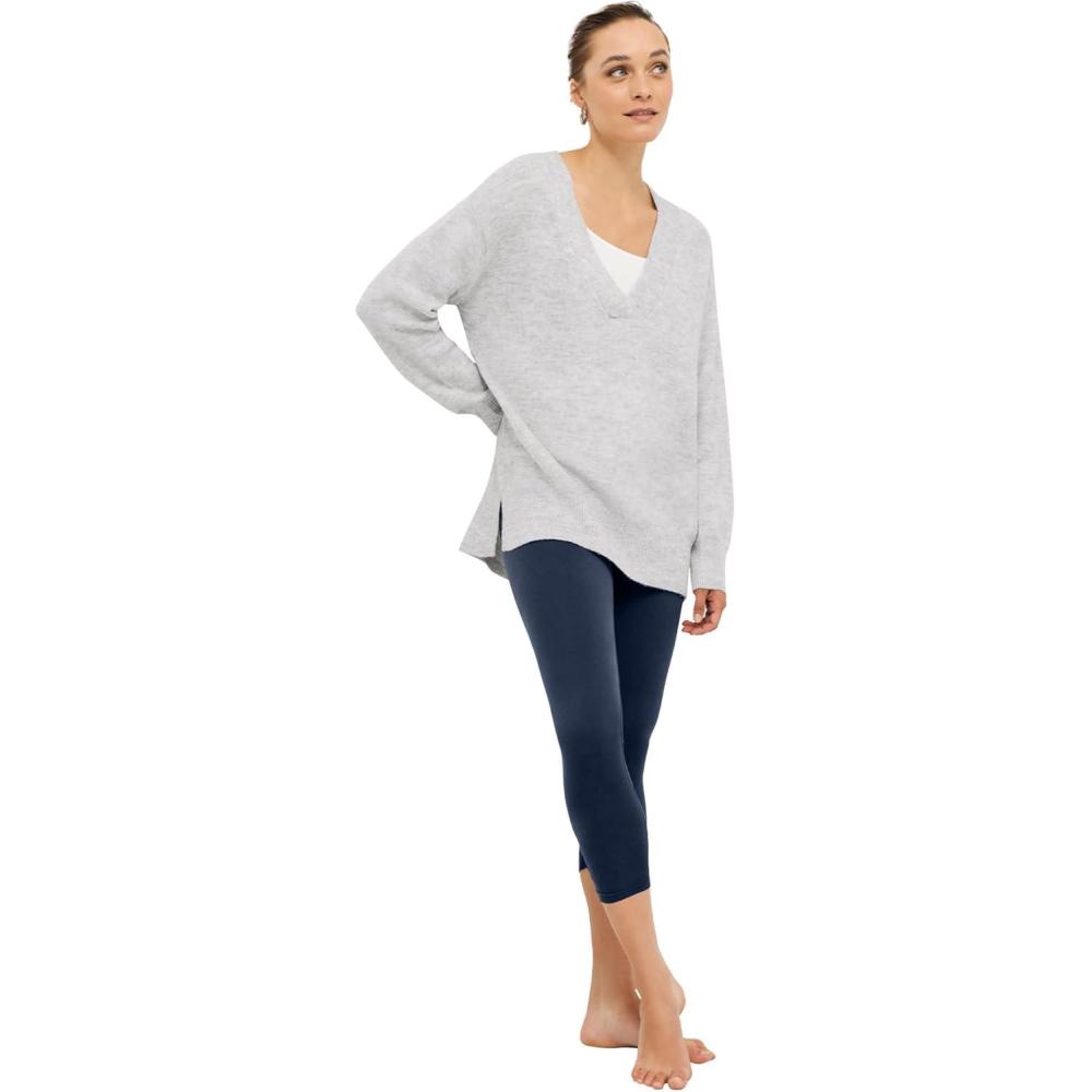 image:imageellos Plus Size Cotton Spandex Capri Length LeggingsNavy