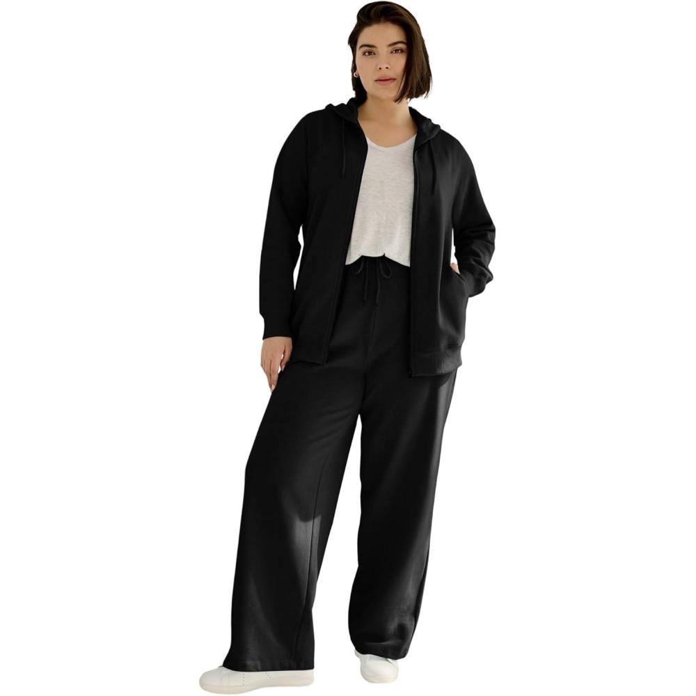 image:imageellos Plus Size Fleece Zip Up HoodieBlack