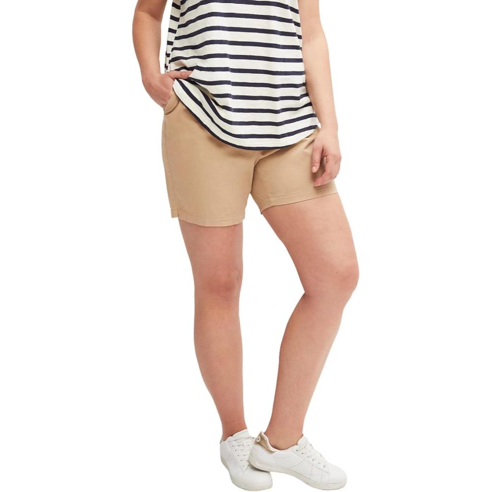 image:imageellos Plus Size Stretch Chino MidRise ShortsNew Khaki