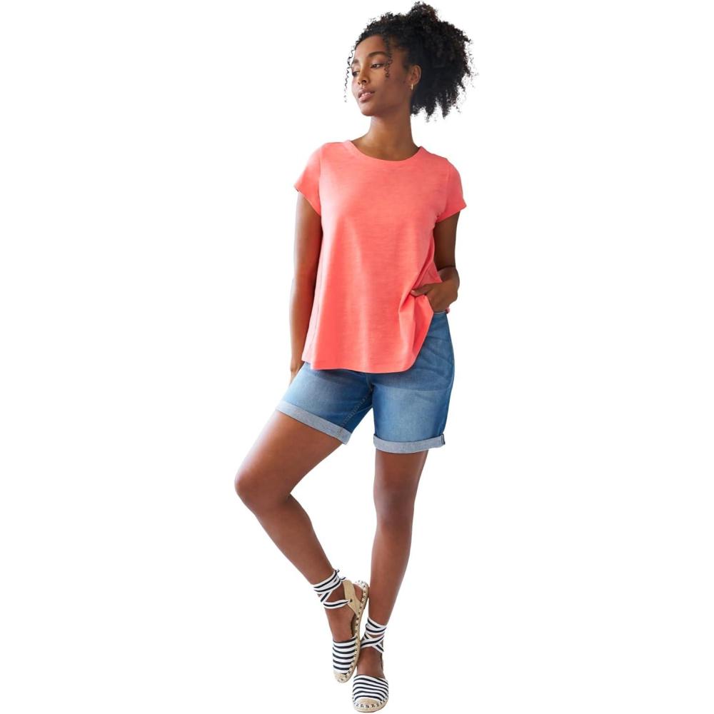 image:imageellos Plus Size Stretch Denim MidRise Boyfriend ShortsMedium Stonewash