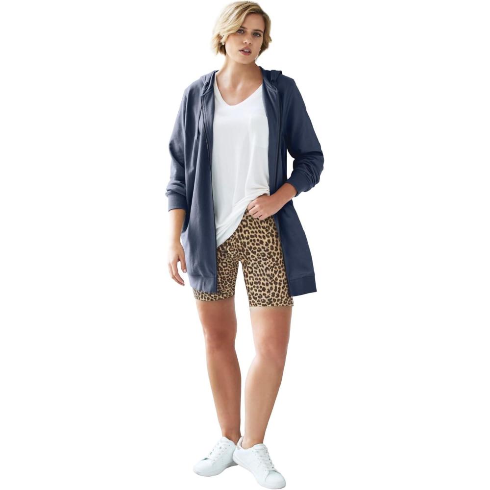 image:imageellos Plus Size Stretch Knit Bike ShortsClassic Leopard