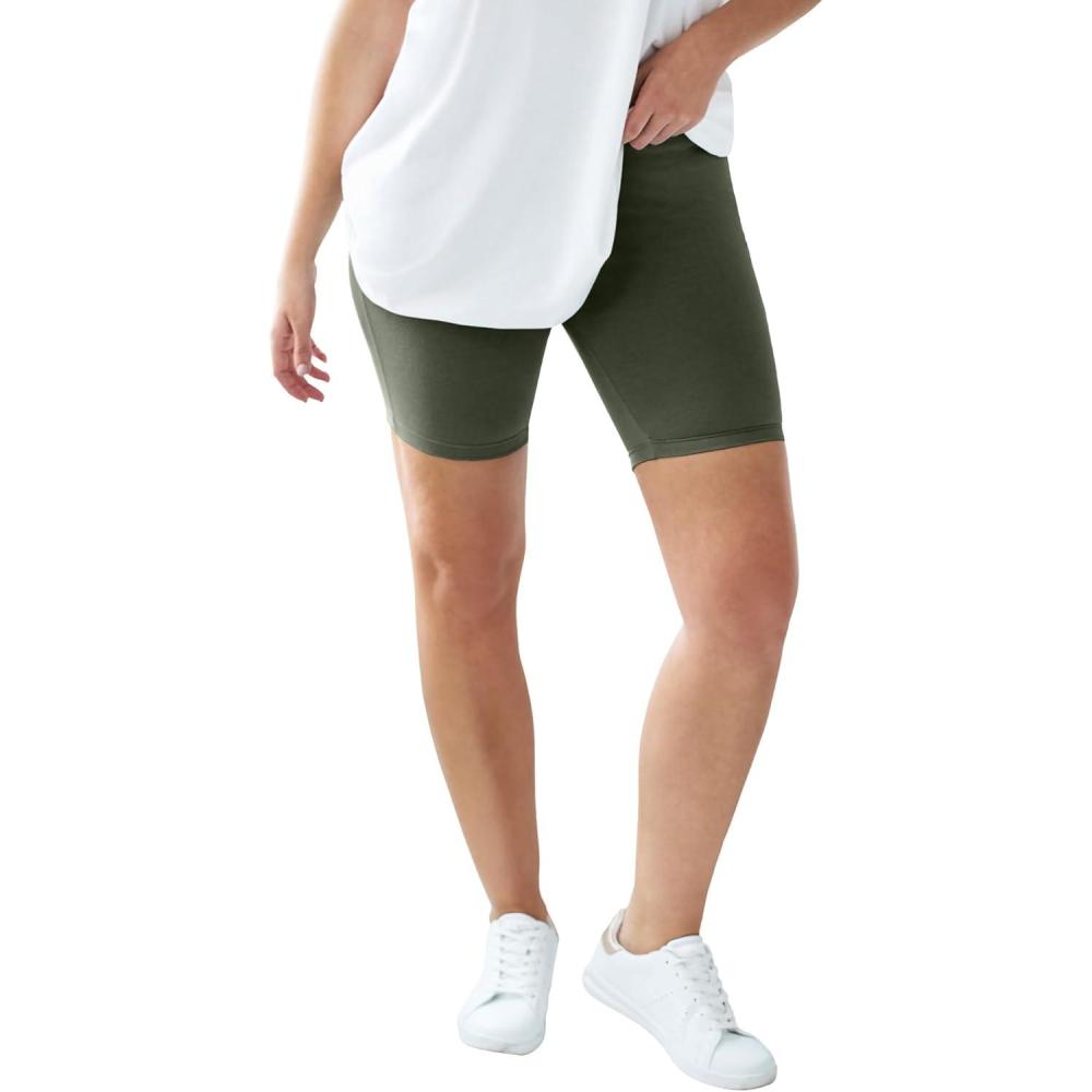 image:imageellos Plus Size Stretch Knit Bike ShortsDeep Olive