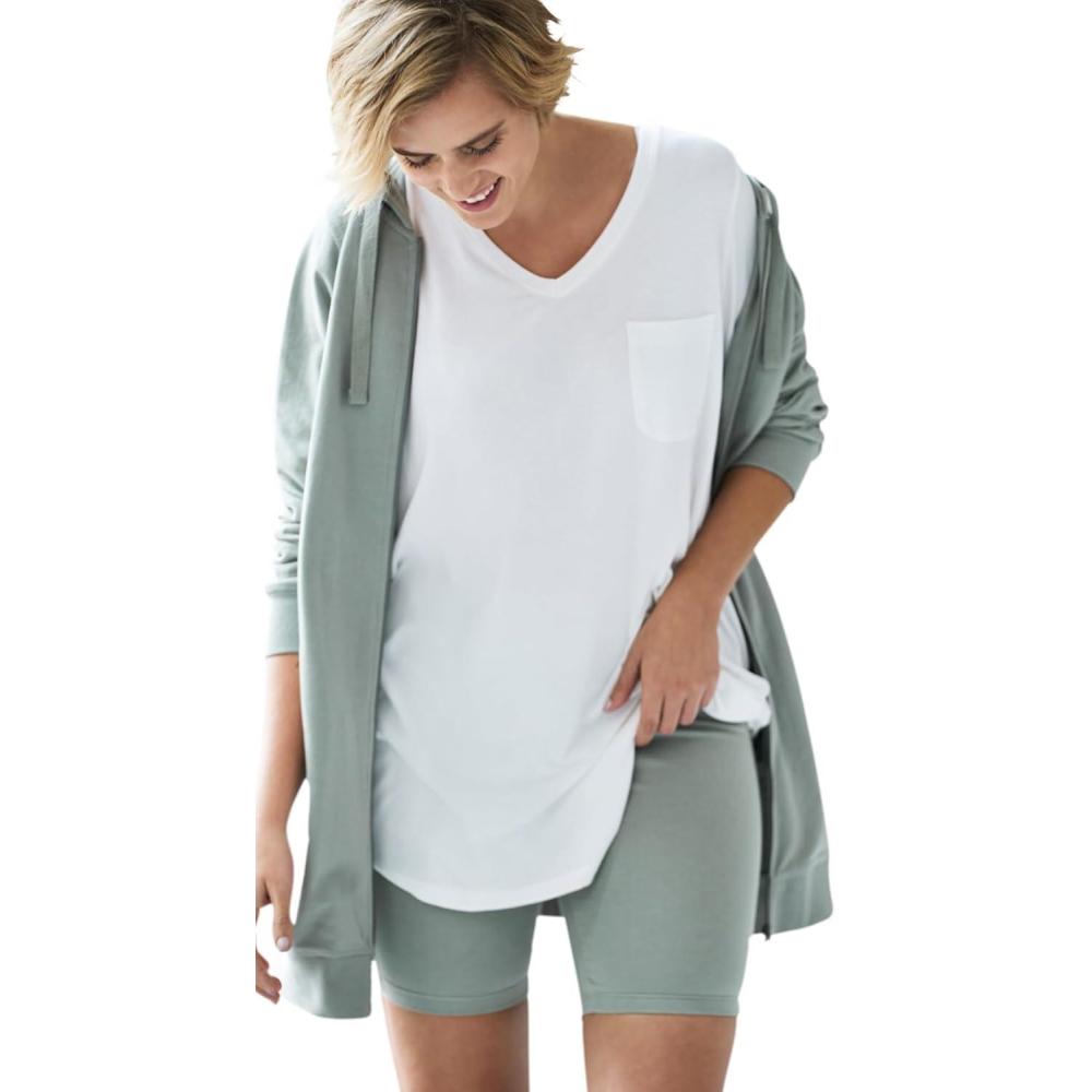 image:imageellos Plus Size Stretch Knit Bike ShortsGrey Spruce