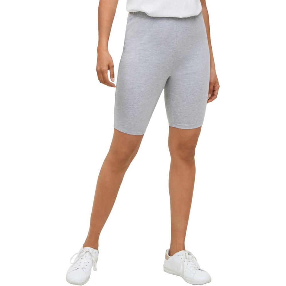 image:imageellos Plus Size Stretch Knit Bike ShortsHeather Grey