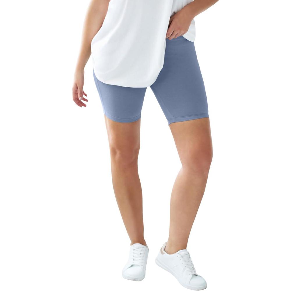 image:imageellos Plus Size Stretch Knit Bike ShortsPale Indigo