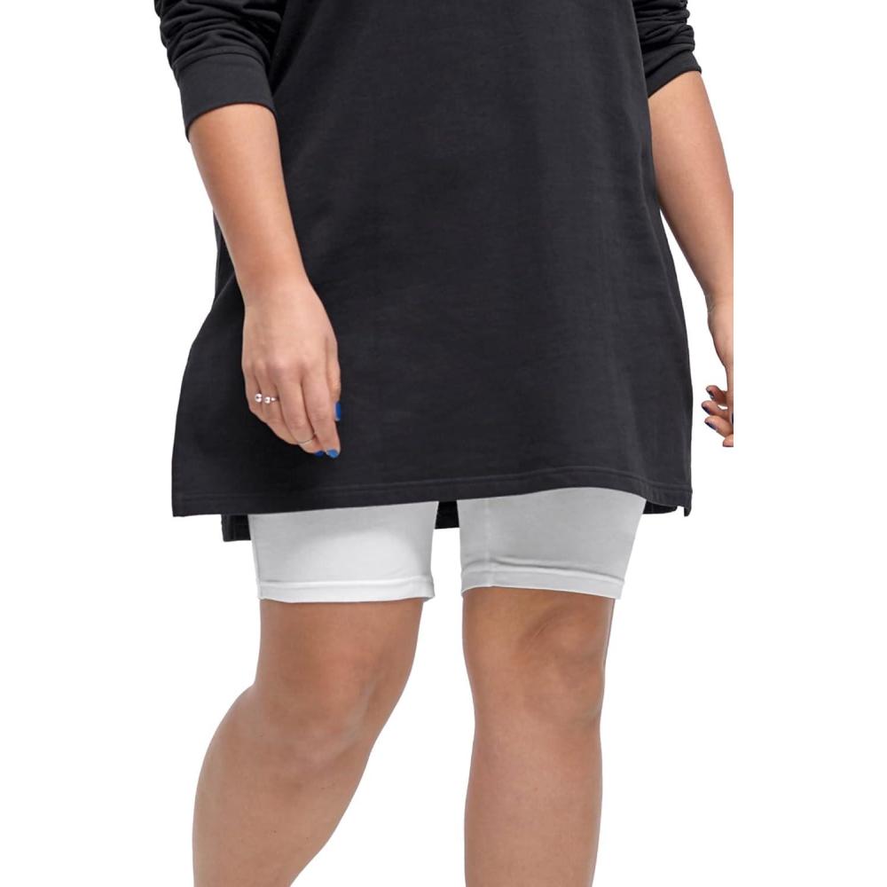 image:imageellos Plus Size Stretch Knit Bike ShortsWhite